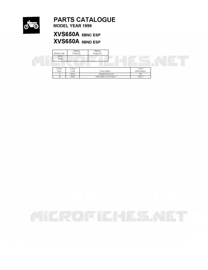 * CATALOG PREFACE * Yamaha MOTO 650 1999 DRAGSTAR  XVS650A