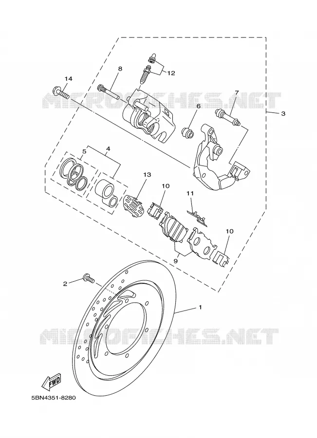 REMKLAUW VOOR Yamaha MOTO 650 2000 DRAGSTAR  XVS650A