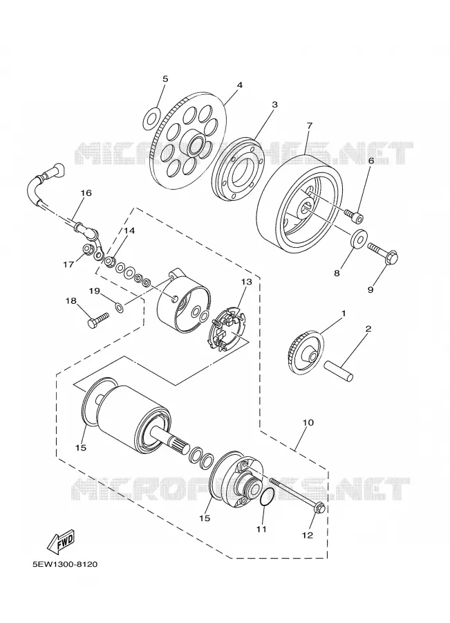 STARTMOTOR KOPPELINGS Yamaha MOTO 650 2001 DRAGSTAR  XVS650A