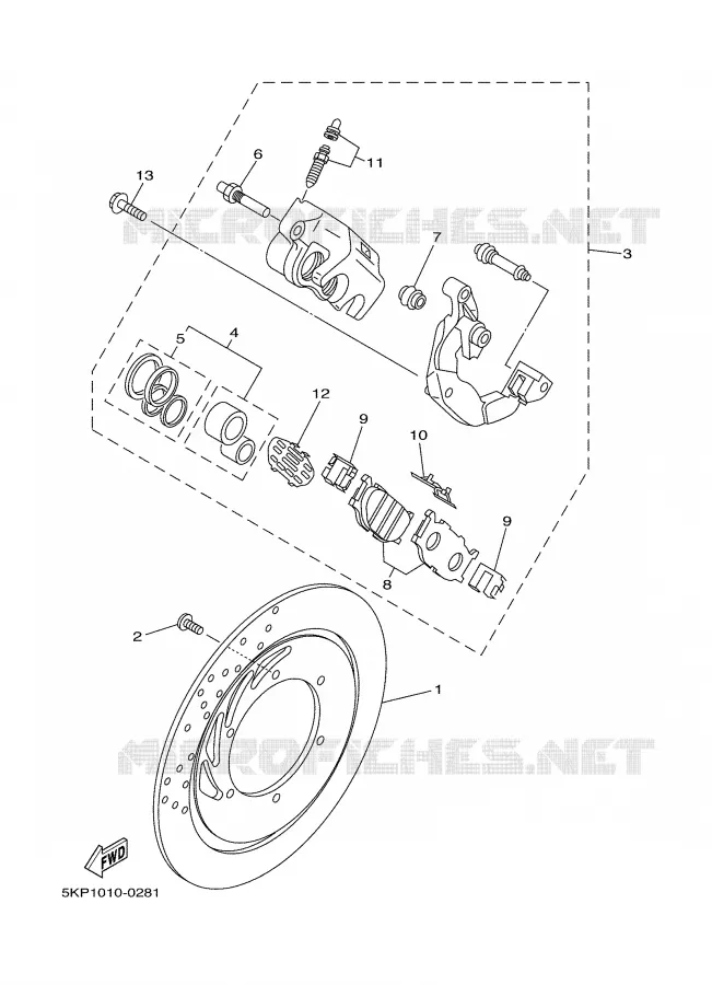 REMKLAUW VOOR Yamaha MOTO 650 2001 DRAGSTAR  XVS650A