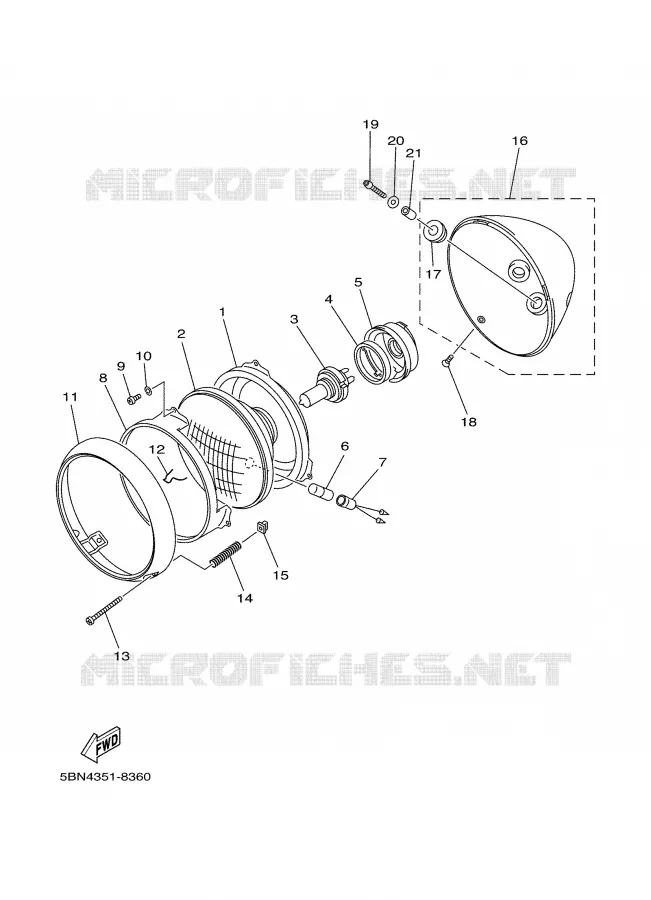 KOPLAMP Yamaha MOTO 650 2001 DRAGSTAR  XVS650A