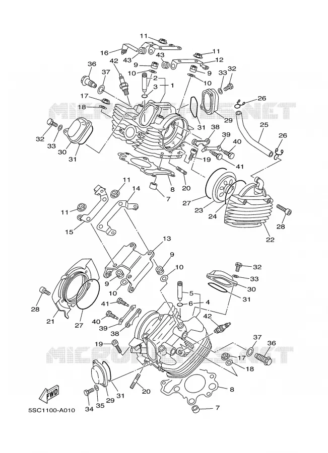 CILINDERKOP Yamaha MOTO 650 2002 DRAGSTAR  XVS650A