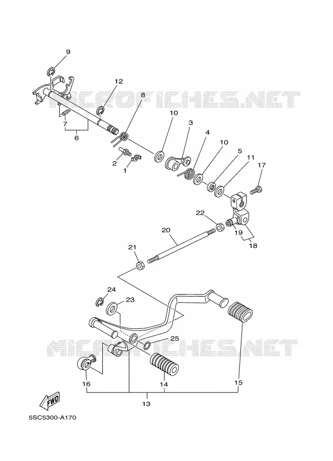 SCHAKEL STANG / PEDAAL Yamaha MOTO 650 2002 DRAGSTAR  XVS650A