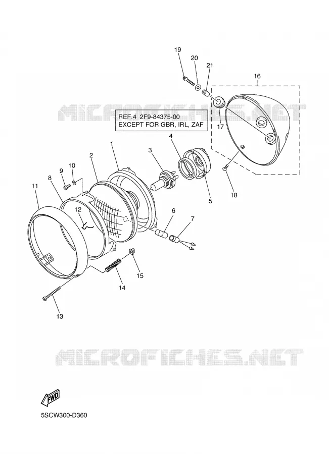 KOPLAMP Yamaha MOTO 650 2005 DRAGSTAR  XVS650A