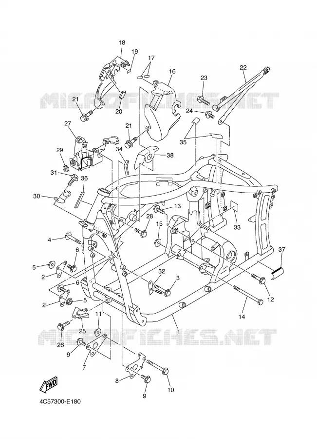 FRAME Yamaha MOTO 650 2006 DRAGSTAR  XVS650A