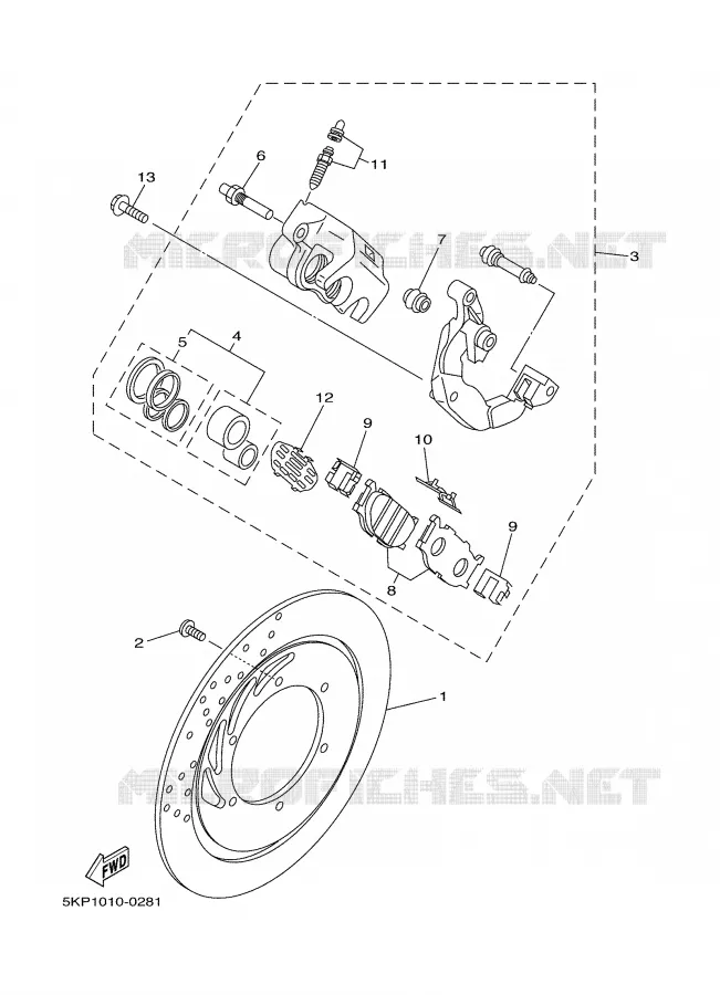 REMKLAUW VOOR Yamaha MOTO 650 2006 DRAGSTAR  XVS650A