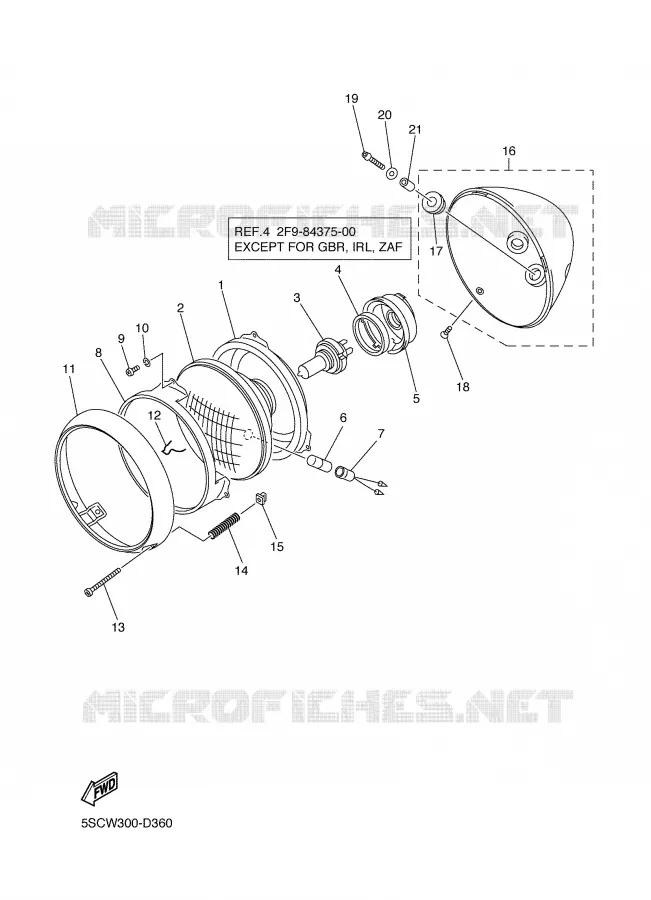 KOPLAMP Yamaha MOTO 650 2006 DRAGSTAR  XVS650A