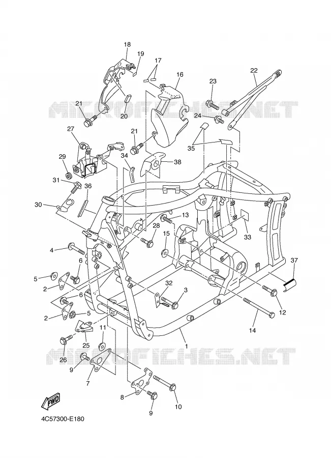 FRAME Yamaha MOTO 650 2006 DRAGSTAR  XVS650A