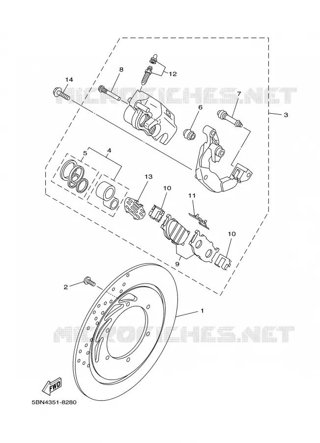 REMKLAUW VOOR Yamaha MOTO 650 1999 DRAGSTAR  XVS650A