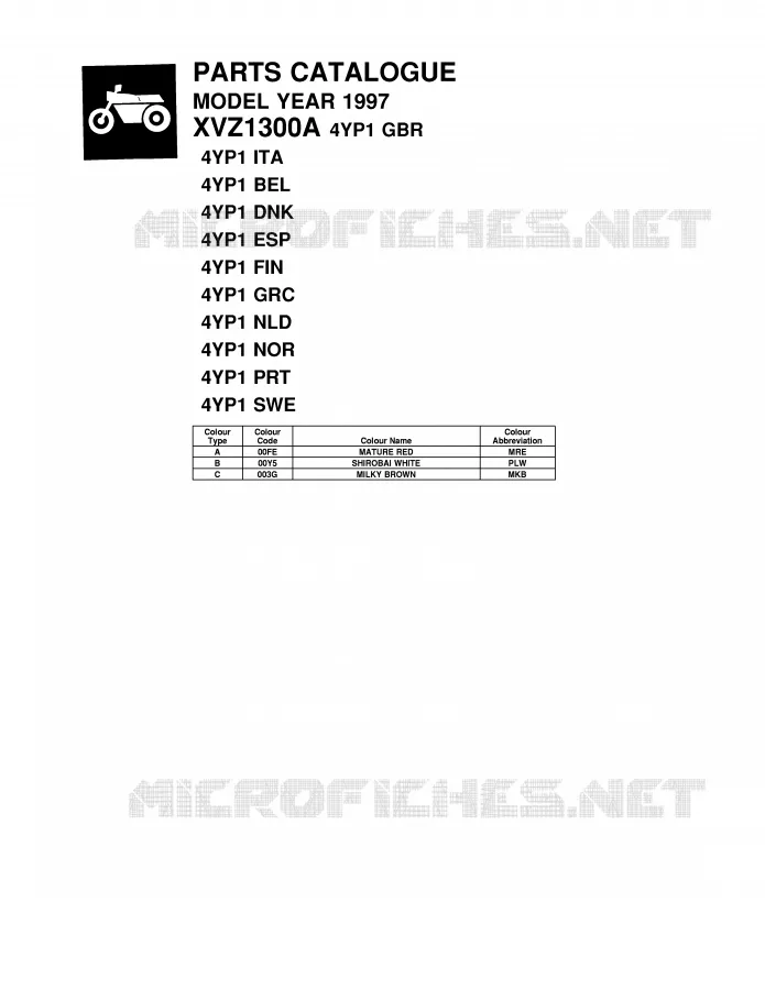 * CATALOG PREFACE * Yamaha MOTO 1300 1997 ROYALSTAR  XVZ1300A
