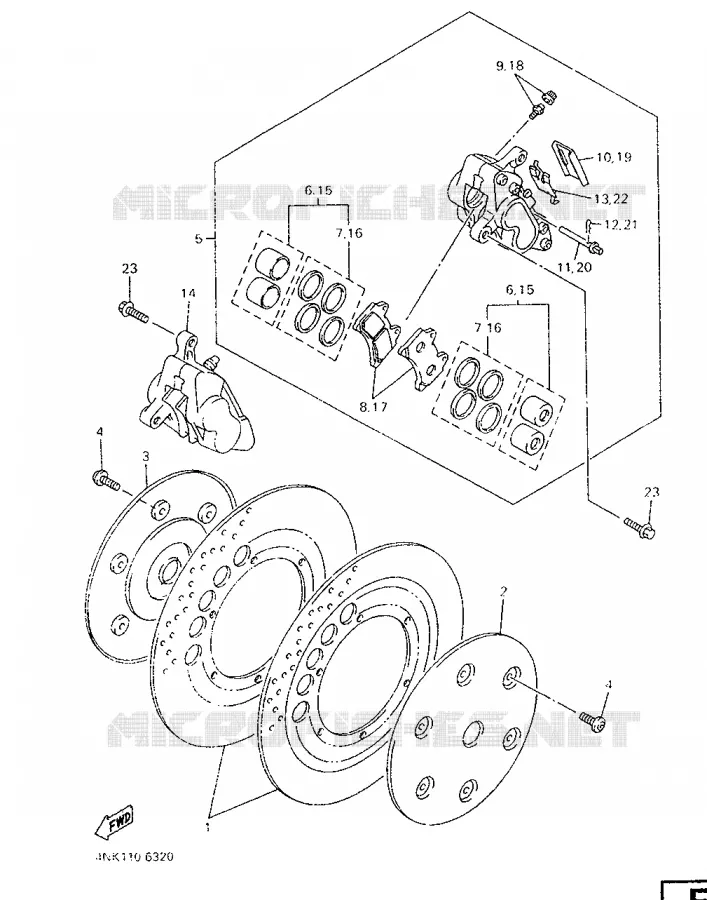 REMKLAUW VOOR Yamaha MOTO 1300 1998 ROYALSTAR  XVZ1300A