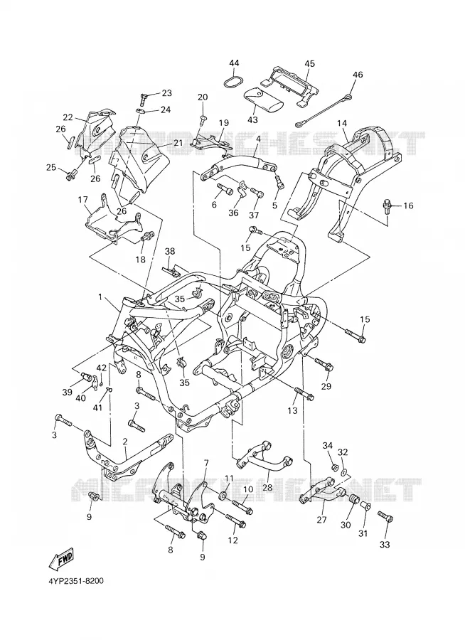 FRAME Yamaha MOTO 1300 2000 ROYALSTAR  XVZ1300A