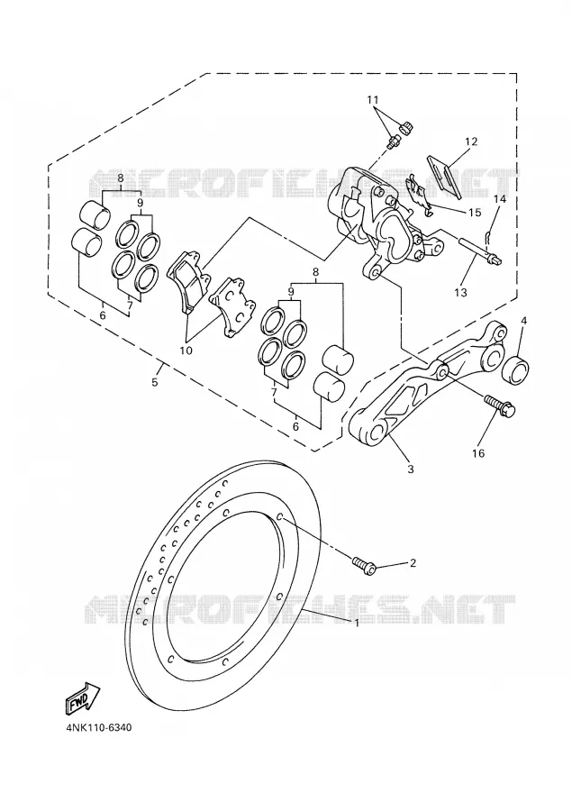 REMKLAUW ACHTER Yamaha MOTO 1300 2000 ROYALSTAR  XVZ1300A