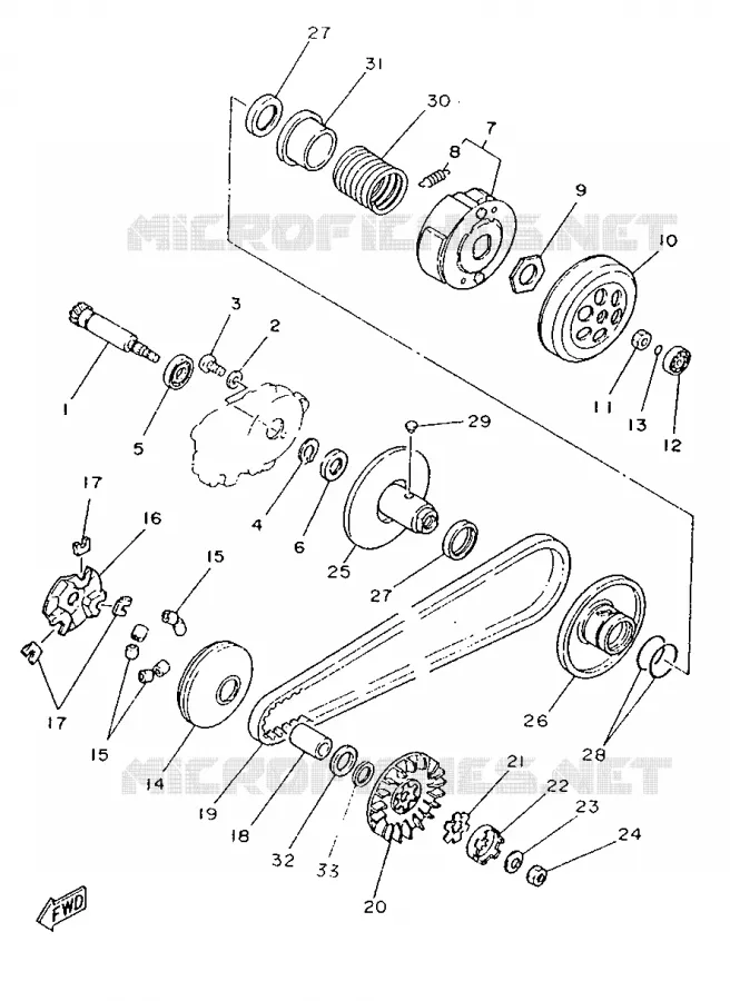 STARTMOTOR KOPPELINGS Yamaha SCOOTER 50 1995 YA  YA50R