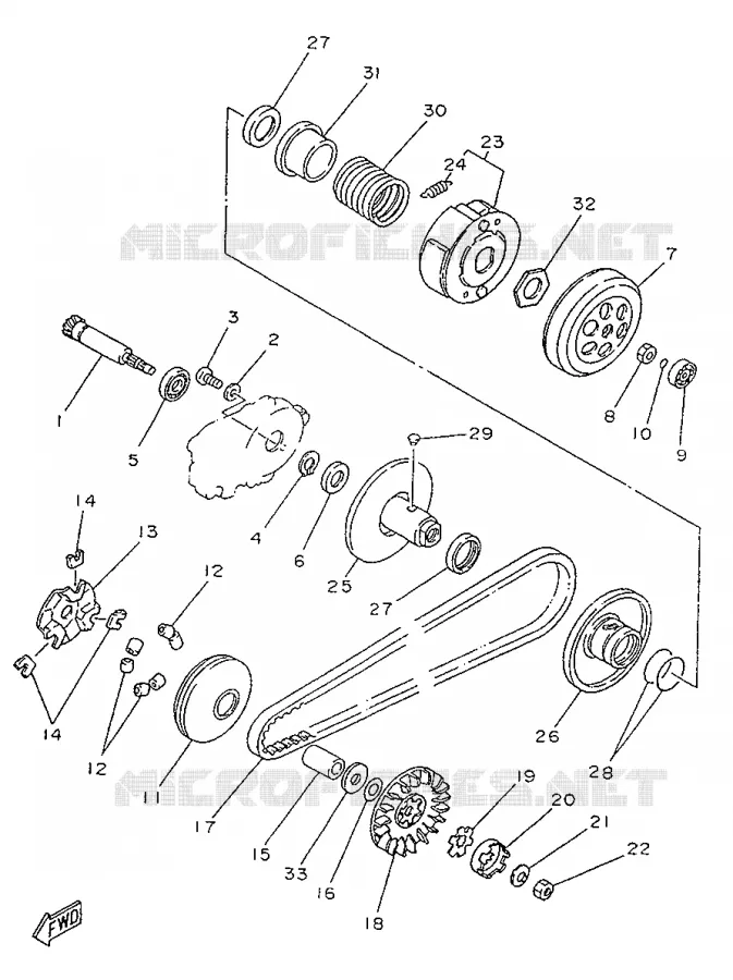 STARTMOTOR KOPPELINGS Yamaha SCOOTER 50 1996 YA  YA50R