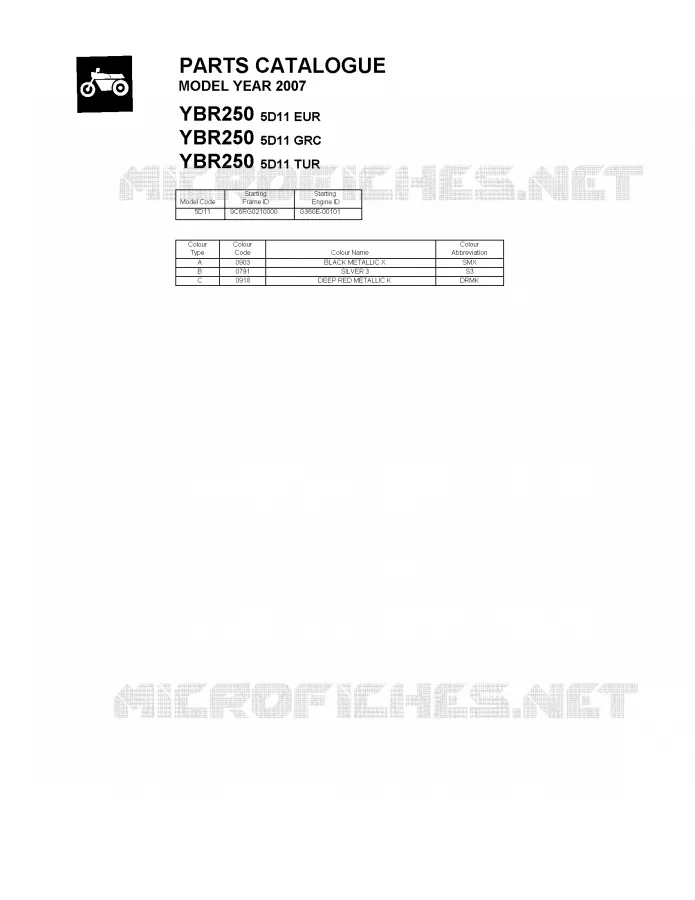 * CATALOG PREFACE * Yamaha MOTO 250 2007 YBR  YBR250