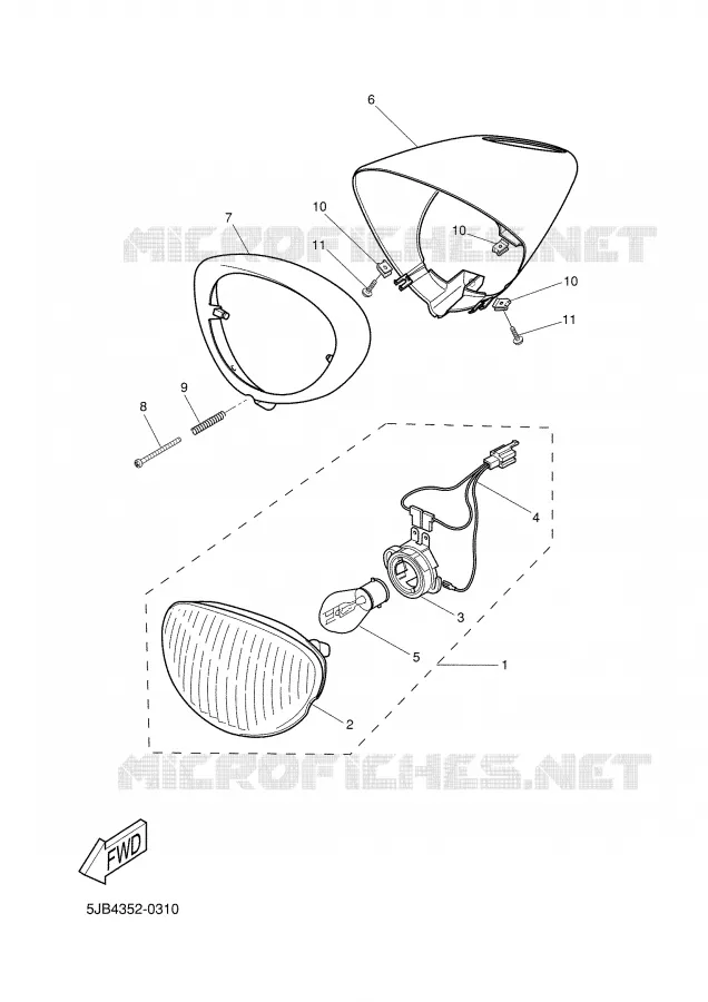 KOPLAMP Yamaha SCOOTER 50 2002 FLIPPER  YH50