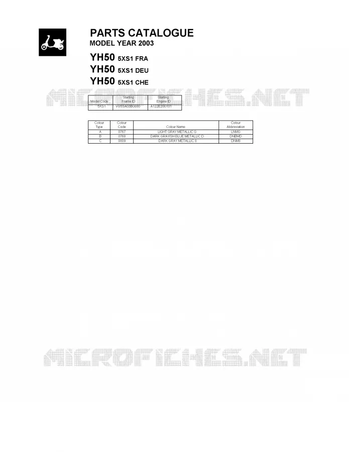 * CATALOG PREFACE * Yamaha SCOOTER 50 2003 WHY  YH50