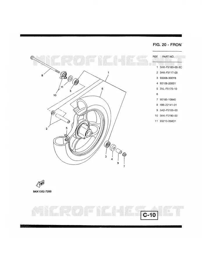 VOORWIEL Yamaha SCOOTER 100 1999 YN  YN100
