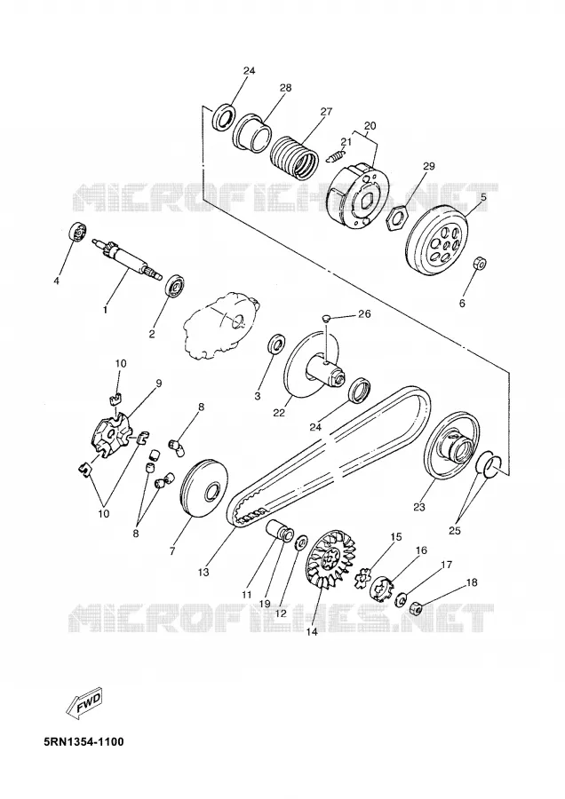 STARTMOTOR KOPPELINGS Yamaha SCOOTER 50 2004 NEO'S  YN50 OVETTO 50