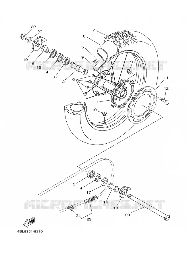 ACHTERWIEL Yamaha MOTO 125 2002 DTR  DT125R