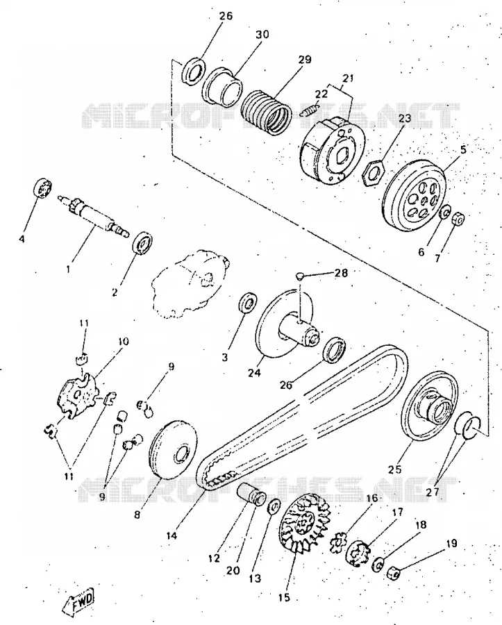 STARTMOTOR KOPPELINGS Yamaha SCOOTER 50 1998 NEOS  YN50R