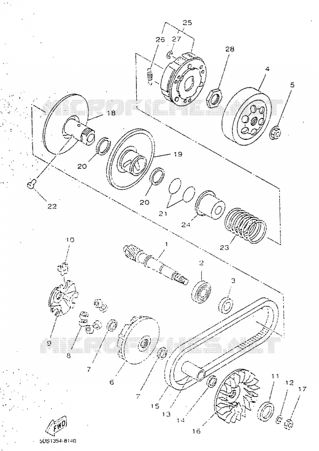 STARTMOTOR KOPPELINGS Yamaha SCOOTER 125 1998 MAJESTY  YP125