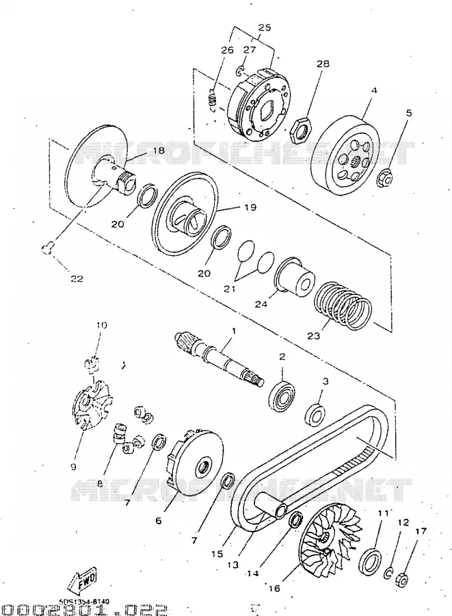 STARTMOTOR KOPPELINGS Yamaha SCOOTER 125 1998 MAJESTY  YP125R