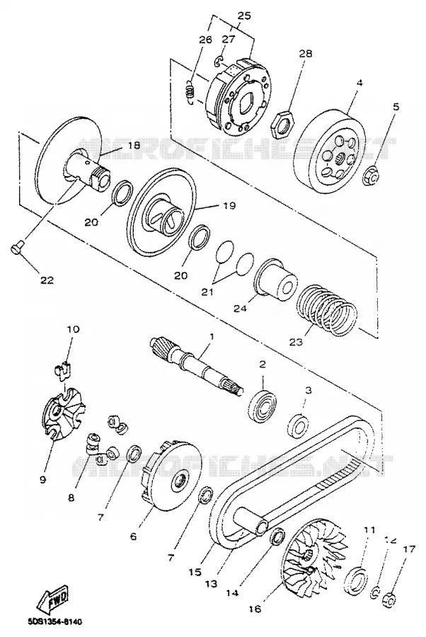STARTMOTOR KOPPELINGS Yamaha SCOOTER 125 2000 MAJESTY  YP125R