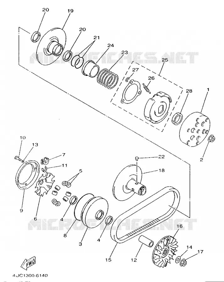 STARTMOTOR KOPPELINGS Yamaha SCOOTER 250 1996 MAJESTY  YP250
