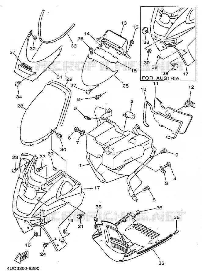 BEENSCHERM Yamaha SCOOTER 250 1998 MAJESTY  YP250