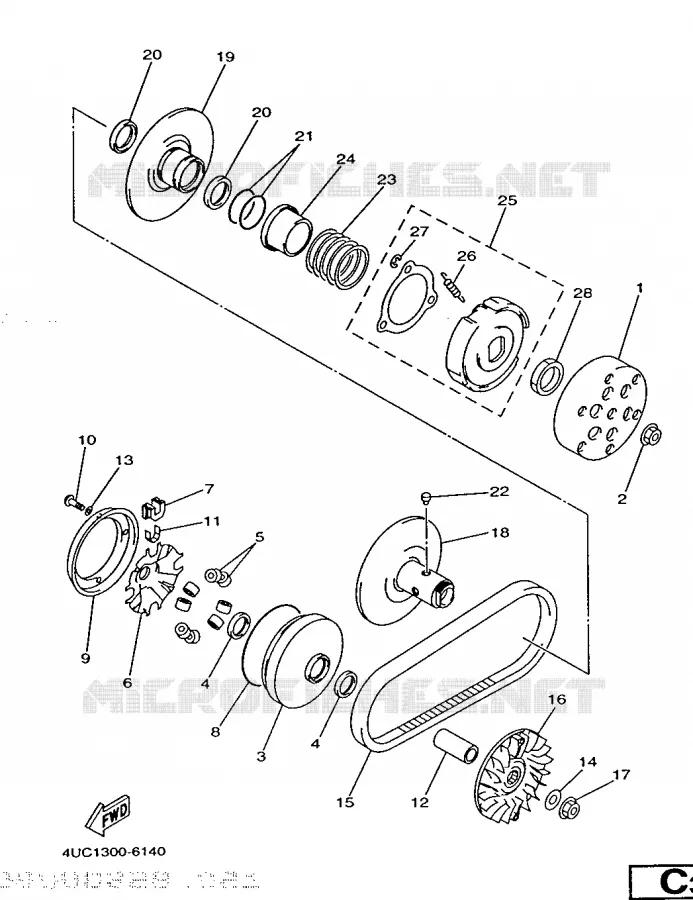 STARTMOTOR KOPPELINGS Yamaha SCOOTER 250 1998 MAJESTY  YP250