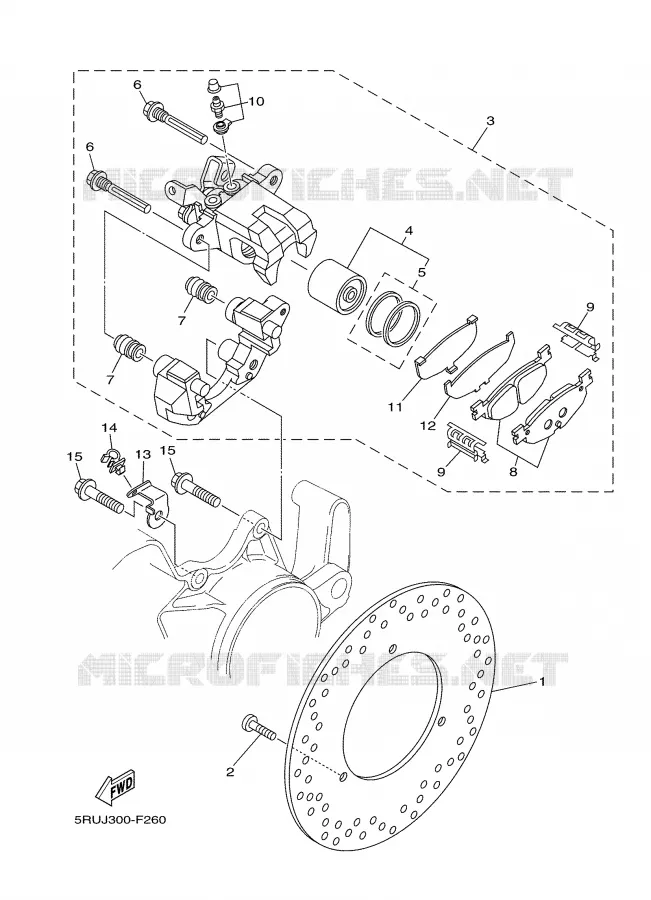 REMKLAUW ACHTER Yamaha SCOOTER 400 2007 MAJESTY ABS  YP400A
