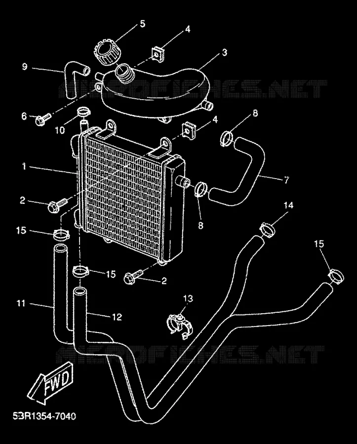 RADIATEUR / SLANG Yamaha SCOOTER 50 2000 AEROX  YQ50