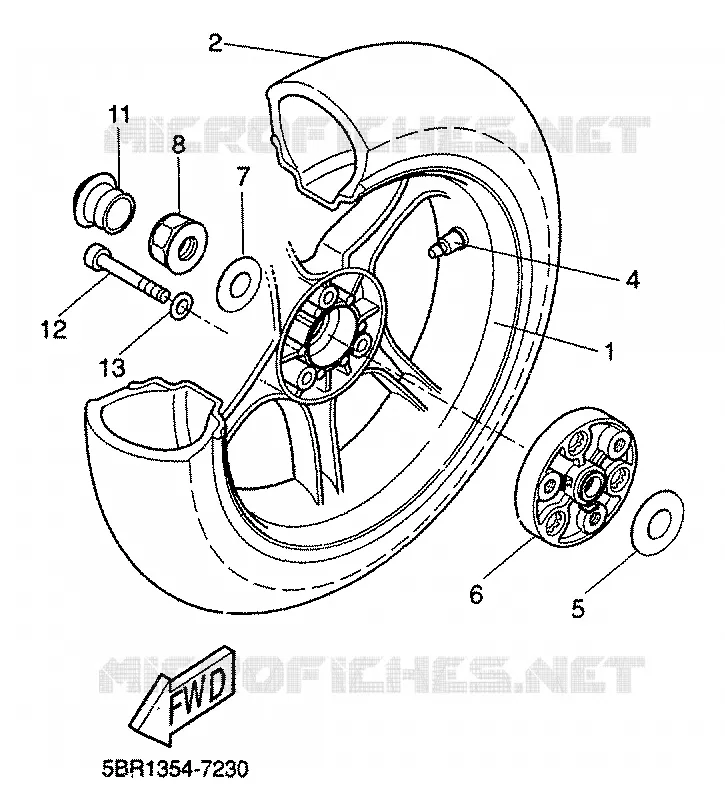 ACHTERWIEL Yamaha SCOOTER 50 2000 AEROX  YQ50