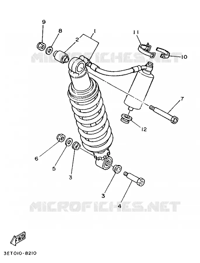 ACHTER SCHOKBREKER Yamaha MOTO 200 1989 DTR  DT200R