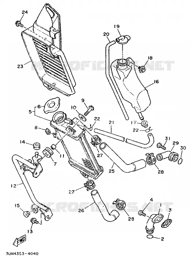 RADIATEUR / SLANG Yamaha MOTO 50 1996 DTLC  DT50LC