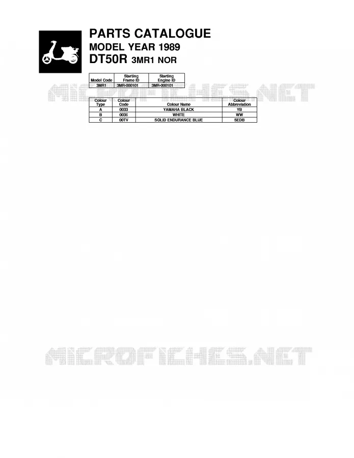 * CATALOG PREFACE * Yamaha MOTO 50 1989 DTR  DT50R