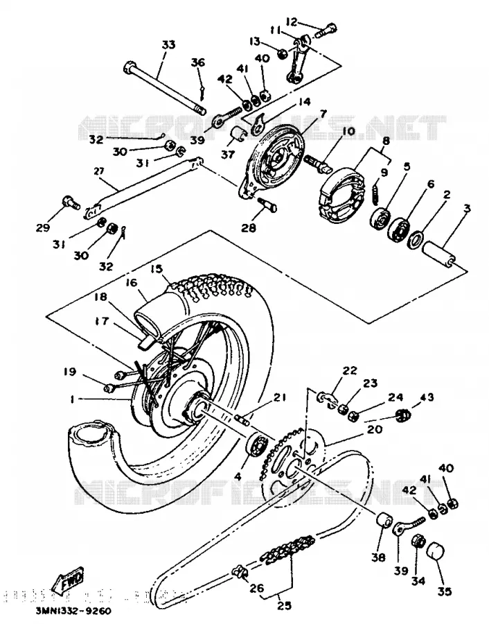 ACHTERWIEL Yamaha MOTO 50 1996 DTR  DT50R