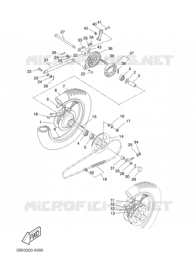 ACHTERWIEL Yamaha MOTO 50 2002 DTR  DT50R