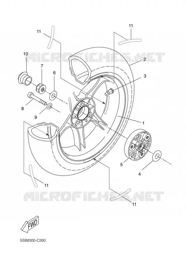 ACHTERWIEL Yamaha SCOOTER 50 2006 AEROX  YQ50L