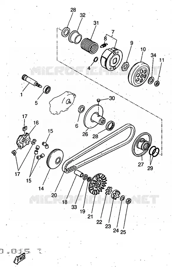 STARTMOTOR KOPPELINGS Yamaha SCOOTER 50 1997 NITRO  YQ50R