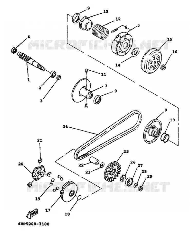 STARTMOTOR KOPPELINGS Yamaha SCOOTER 100 1999 BOOSTER  YW100T