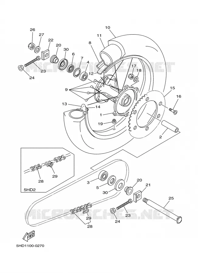 ACHTERWIEL Yamaha MOTO 125 2000 YZ  YZ125