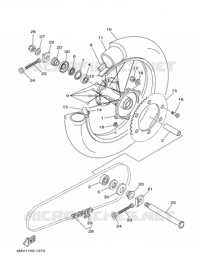 ACHTERWIEL Yamaha MOTO 125 2001 YZ  YZ125