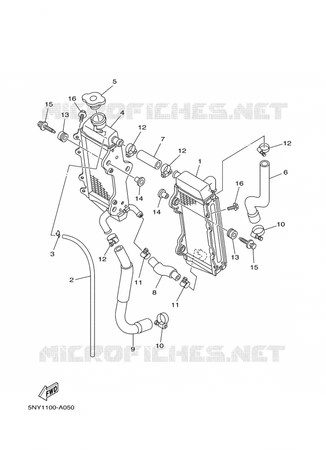 RADIATEUR / SLANG Yamaha MOTO 125 2002 YZ  YZ125