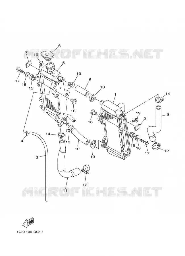 RADIATEUR / SLANG Yamaha MOTO 125 2005 YZ  YZ125