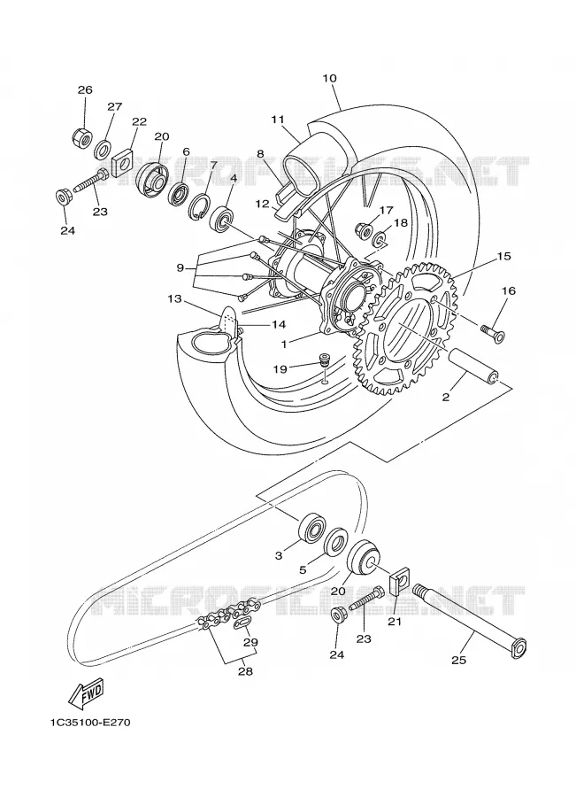 ACHTERWIEL Yamaha MOTO 125 2008 YZ  YZ125