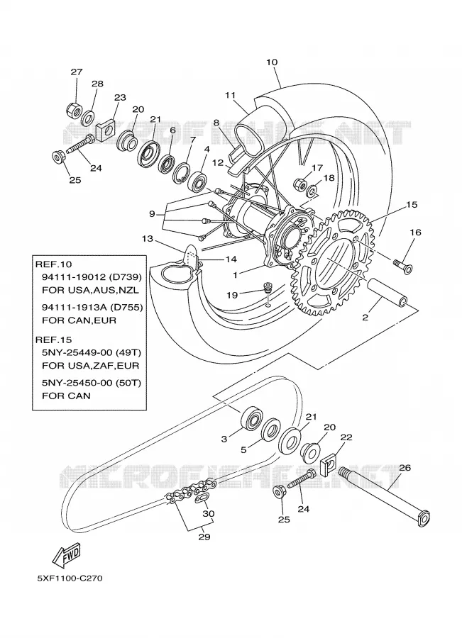 ACHTERWIEL Yamaha MOTO 250 2004 YZ  YZ250