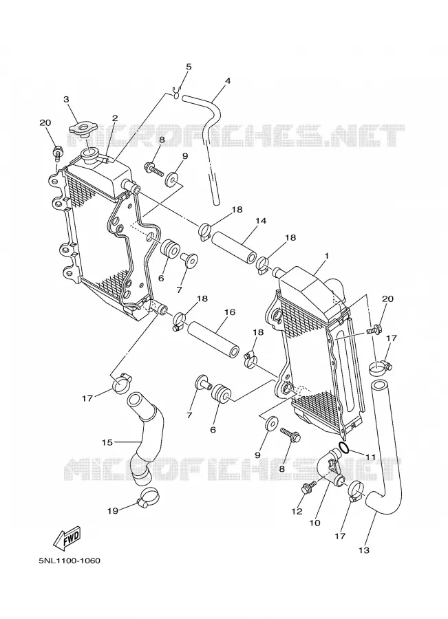 RADIATEUR / SLANG Yamaha MOTO 250 2002 YZF  YZ250F
